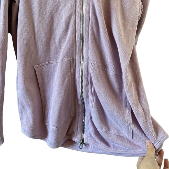 ATM Lilac Purple Cotton Full Zip Hooded Jacket Raw Hem Size Small - Picture 4 of 8